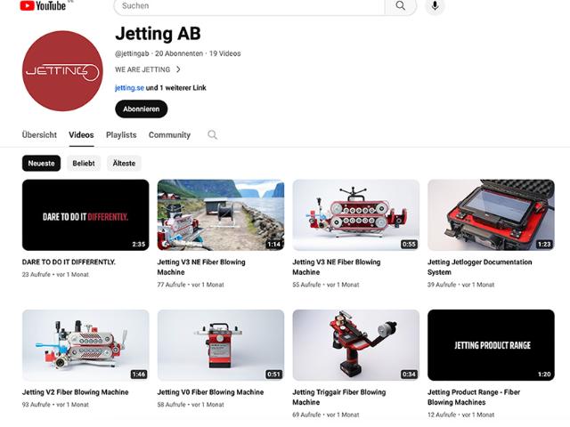 Produkt- und Anwendungsvideos von Jetting bei YouTube