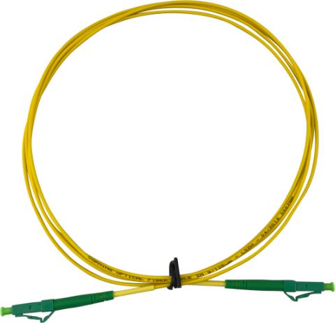 Patchkabel LC/APC - LC/APC simplex 9m 8° Schrägschliff, grün - Kabel: Gelb, Durchmesser: 1,8mm Corning SMF-28e fiber