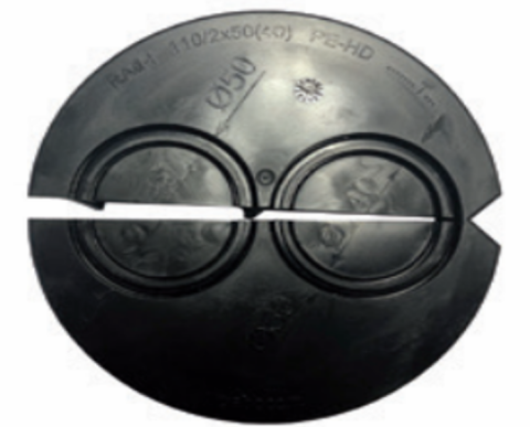 Romold Einführungselement DUO 40/50 zum Anschluss von 1 oder 2 Mikrorohrverbänden an die ROM-Box, PE, OD 110mm