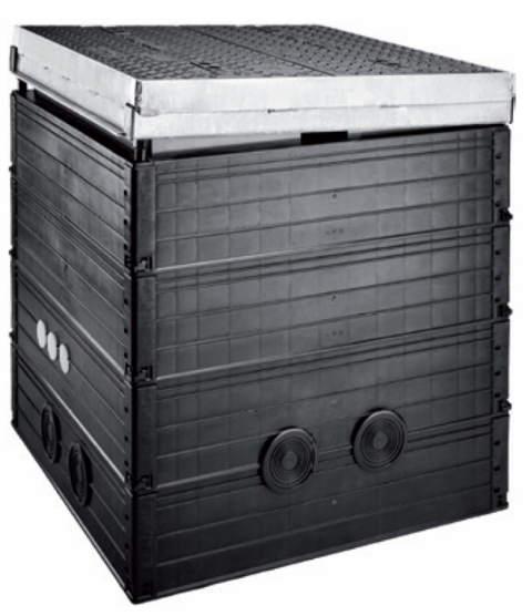 Romold ROM BOX 57 115 87,5 D Deutsche Glasfaser Kunststoff-Kabelschacht aus Polypropylen 649 x 1245 mm, H: 825-875 mm Abdeckung Kl. D 400 Betoniert 100% recycelbar