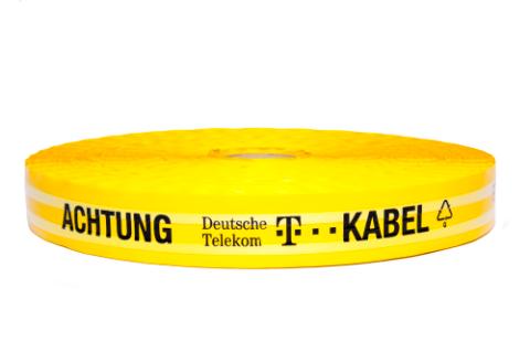 Arkara Trassenwarnband gem. DIN EN 12613 - Deutsche Telekom "ACHTUNG Deutsche Telekom KABEL"  250 m x 50 mm x 0,25 mm 2 x Verstärkungsstreifen mit Sollbruchstellen